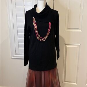 Celeste wool/cashmere split cowl neck tunic sweater in black New Medium